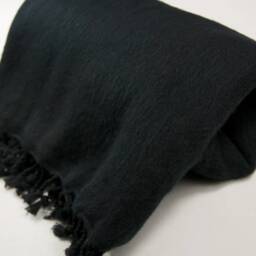 Handmade Black Yak Wool Blanket Soft Warm Nepal Shawl Wrap - thumbnail 4
