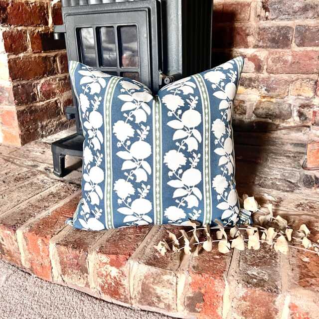 1623. Mirabeau Indigo - Linen/Cotton Cushion Cover - image 1