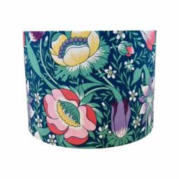 Handmade Green Floral Drum Lampshade - Liberty Arts Nesfield Vintage Fabric, UK Made - thumbnail 2