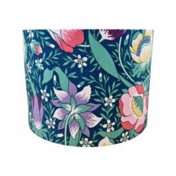 Handmade Green Floral Drum Lampshade - Liberty Arts Nesfield Vintage Fabric, UK Made - thumbnail 3