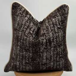 Brown & White Textured Pillowcase With Pipping, Euro Sham, Decorative Pillowcase, Brown Throw Pillow, Halloween Gift, 20x20 - thumbnail 4