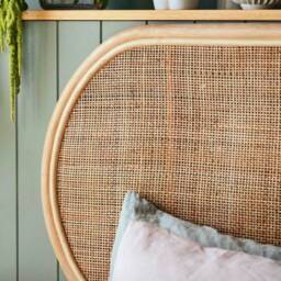 Square Cane Webbing Bedhead - Natural Rattan Handmade Headboard Wall Mounted - thumbnail 2