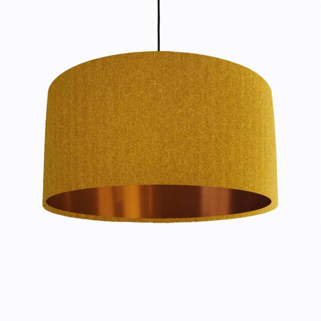 Mustard Lampshade in Herringbone Tweed & Copper Lining - image 1