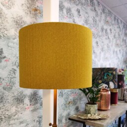 Mustard Lampshade in Herringbone Tweed & Copper Lining - thumbnail 2