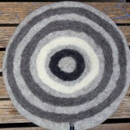 Handfelted Seat Cushion With Coloured Pattern Mix On Light Gray - thumbnail 2