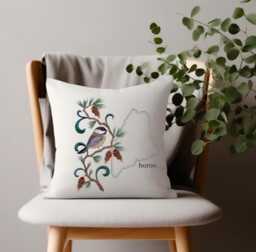 Maine Chickadee & Pinecone Medley. Embroidered With Feather Insert - thumbnail 1