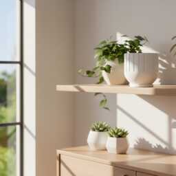 Fluted Indoor Planter With Drainage - Japandi-Inspired 3D Printed Pot, Plant-Based Eco Home Decor, Mid Bubble - thumbnail 3