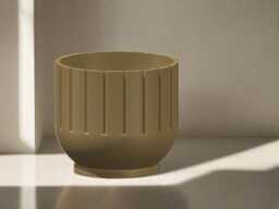 Fluted Indoor Planter With Drainage - Japandi-Inspired 3D Printed Pot, Plant-Based Eco Home Decor, Mid Bubble - thumbnail 1