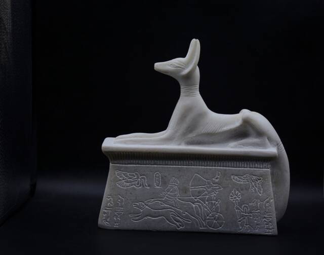 Unique Statue Of Egyptian God Anubis 2 Style Black/White Heavy Stone Made in Egypt - image 1