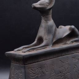 Unique Statue Of Egyptian God Anubis 2 Style Black/White Heavy Stone Made in Egypt - thumbnail 4