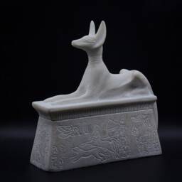 Unique Statue Of Egyptian God Anubis 2 Style Black/White Heavy Stone Made in Egypt - thumbnail 2