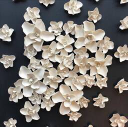 Hand Sculpted Porcelain Flower Wall Decor - 41 Piece Set - thumbnail 1