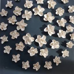 Hand Sculpted Porcelain Flower Wall Decor - 41 Piece Set - thumbnail 2