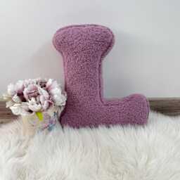 Boucl?? Letter Pillow, Faux Fur Monogram, Personalized Throw Pillow - thumbnail 2