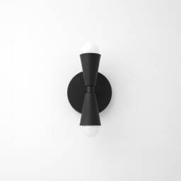 Mid Century Bahtroom Vanity Wall Sconce Lamp, Small Up & Down Bathroom Light, Modern Double Cone Brass Lighting Fixture - thumbnail 2