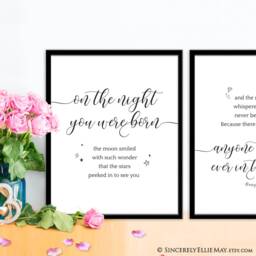 Newborn Baby Gift On The Night You Were Born Quote - Wall Art Printable, Great As Birth Announcement Or Kid Decor Set Of 2 You Print 40075 - thumbnail 3