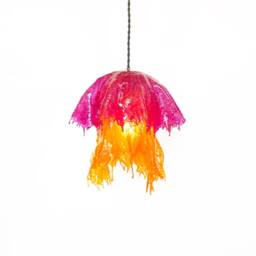 The Lalo Pendant Lamp. Magenta & Orange Handmade Resin One-Of-A-Kind Jellyfish Mushroom Shaped Home Decor Lighting Fixture - thumbnail 2