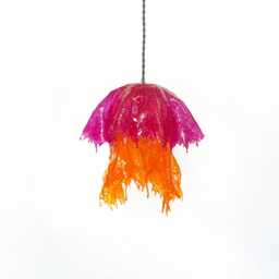 The Lalo Pendant Lamp. Magenta & Orange Handmade Resin One-Of-A-Kind Jellyfish Mushroom Shaped Home Decor Lighting Fixture - thumbnail 3