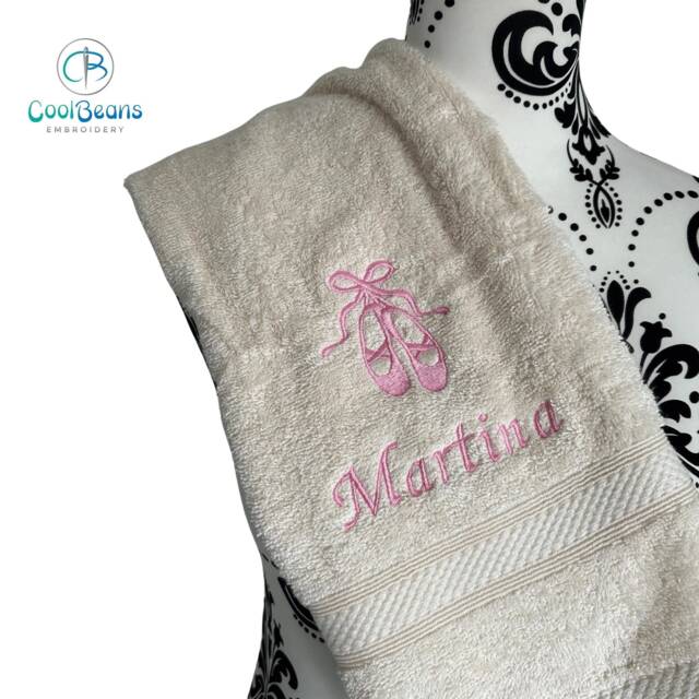 Dance Towel - Personalised Face Cloth/Hand Bath = Ballet Shoes - image 1