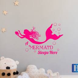 A Mermaid Sleeps Here Childs Bedroom/Nursery Matt Vinyl Wall Art Decal Sticker - thumbnail 2