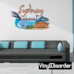Famous City Sydney Wall Decal - Fabric Vinyl Removable & Reusable Famouscityuscolor055Et