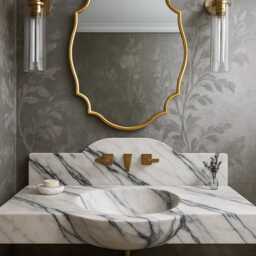 Calacatta Viola Marble Sink Sink, Custom Order Hand Carved Wall Mount