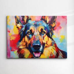German Shepherd Fun Animal Dog Pet Lover Abstract Oil Painting Wall Art, Framed Canvas Poster Print, Home Kitchen Office Room Decor, Gifts - thumbnail 3