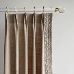 Light Brown Cotton Linen Curtain Panels, Decorative Edge, Custom , Various Sizes, Modern Curtains - thumbnail 3