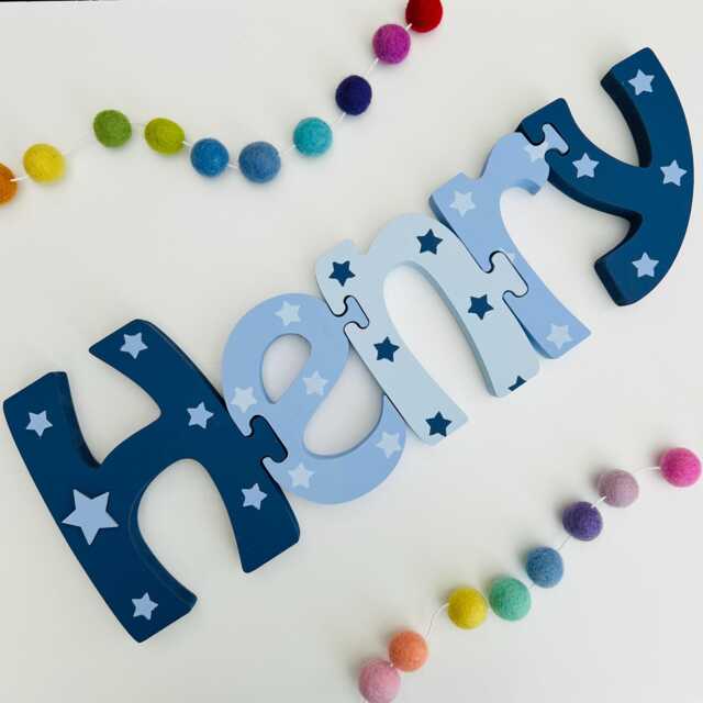 Personalised Wooden Freestanding Jigsaw Name Puzzle - Childrens Bedroom Decor Nursery - image 1