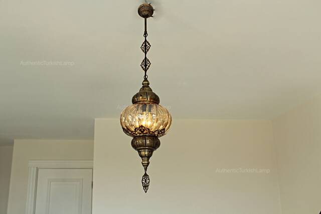 Champagne Hanging Lamp, Light, Morocco Light, Morocco Lighting, Turkish Light, Morocco Lamp, Morocco Pendant, Morocco Lantern, Turkey Lamp - image 1
