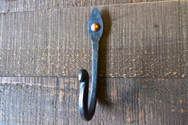 Wrought Iron Wall Hook, Metal Coat Hooks, Steel Farmhouse Bathroom Bedroom Towel Handmade Rustic Hook - image 1