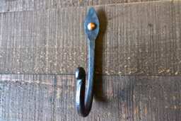 Wrought Iron Wall Hook, Metal Coat Hooks, Steel Farmhouse Bathroom Bedroom Towel Handmade Rustic Hook - thumbnail 1