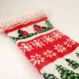 Hand Knitted Christmas Stocking Unique Holiday Decor - thumbnail 3