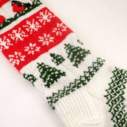 Hand Knitted Christmas Stocking Unique Holiday Decor - thumbnail 4