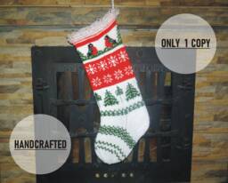 Hand Knitted Christmas Stocking Unique Holiday Decor - thumbnail 1