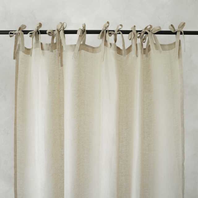 Sheer Linen Cafe Curtain, Tie Top, Lightweight Curtain Panels, Window Drapes, Valance, Kitchen Curtains - image 1