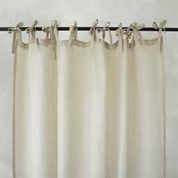 Sheer Linen Cafe Curtain, Tie Top, Lightweight Curtain Panels, Window Drapes, Valance, Kitchen Curtains - thumbnail 1