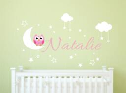 Nursery Wall Decals - Owl Decal Name Room Decor Cute - thumbnail 1