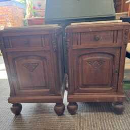 Pair Of French Bedside Tables With White Marble Tops - thumbnail 3