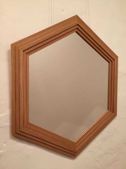 Hexagonal Oak Mirror - image 1