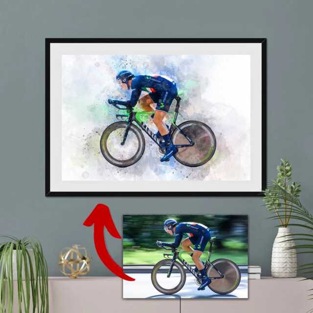 Watercolour Gift For Cyclist, Cycling Idea, Gifts, Dads, Present Him, Cycle Dad - image 1