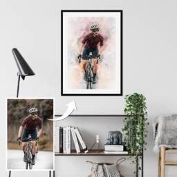 Watercolour Gift For Cyclist, Cycling Idea, Gifts, Dads, Present Him, Cycle Dad - thumbnail 3