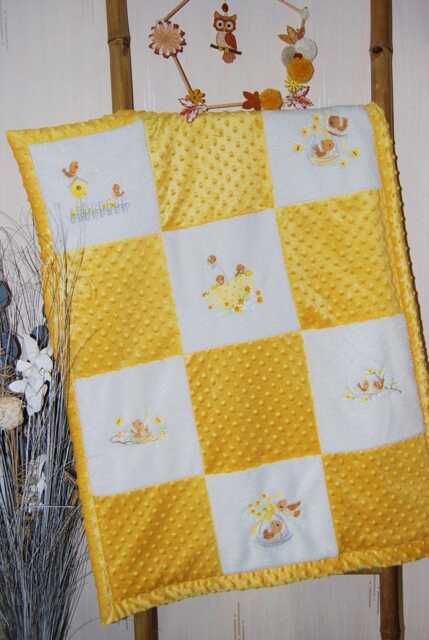 Soft Minky Baby Blanket - Handmade Patchwork Original Birth Gift Customizable - image 1