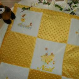 Soft Minky Baby Blanket - Handmade Patchwork Original Birth Gift Customizable - thumbnail 2