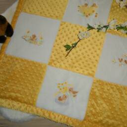 Soft Minky Baby Blanket - Handmade Patchwork Original Birth Gift Customizable - thumbnail 3