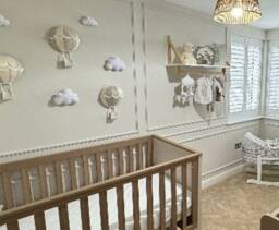 Hot Air Balloon & Cloud Wall Hanging, Nursery Decor, Neutral Hot Art - thumbnail 3