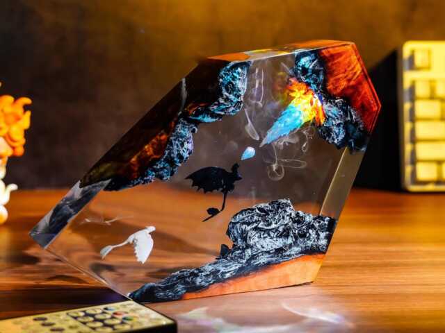 Toothle.ss & Light Fury Lamp, Night Dragon Diorama Epoxy Httyd Resin Unique Gift For Lover, Gift Her - image 1