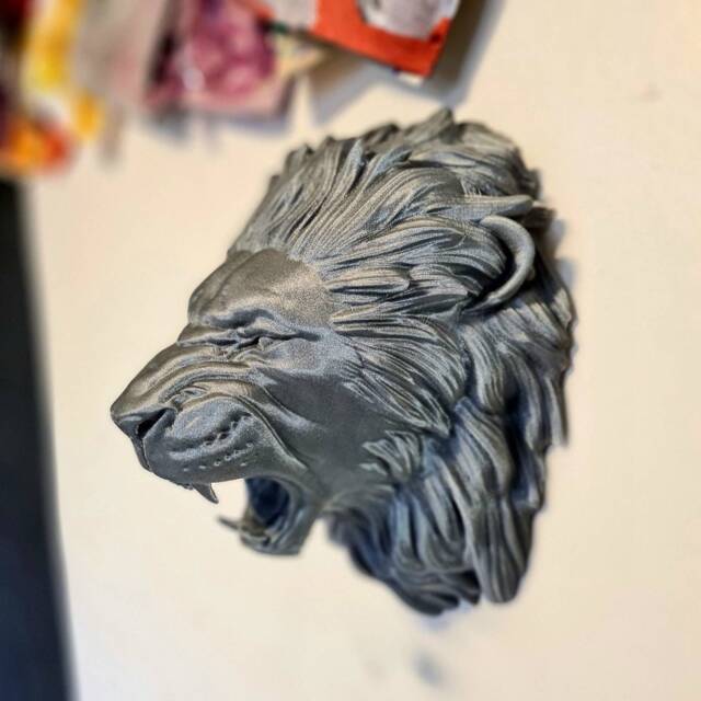 Lion Head Wall Mount - Animal Wall Art 3D Printed - image 1