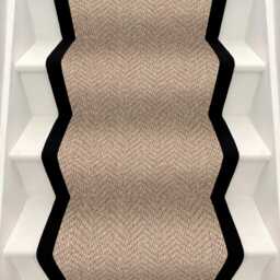 Stitched Taped Edge Stair Runner Chevron Beige - thumbnail 2