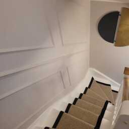 Stitched Taped Edge Stair Runner Chevron Beige - thumbnail 4